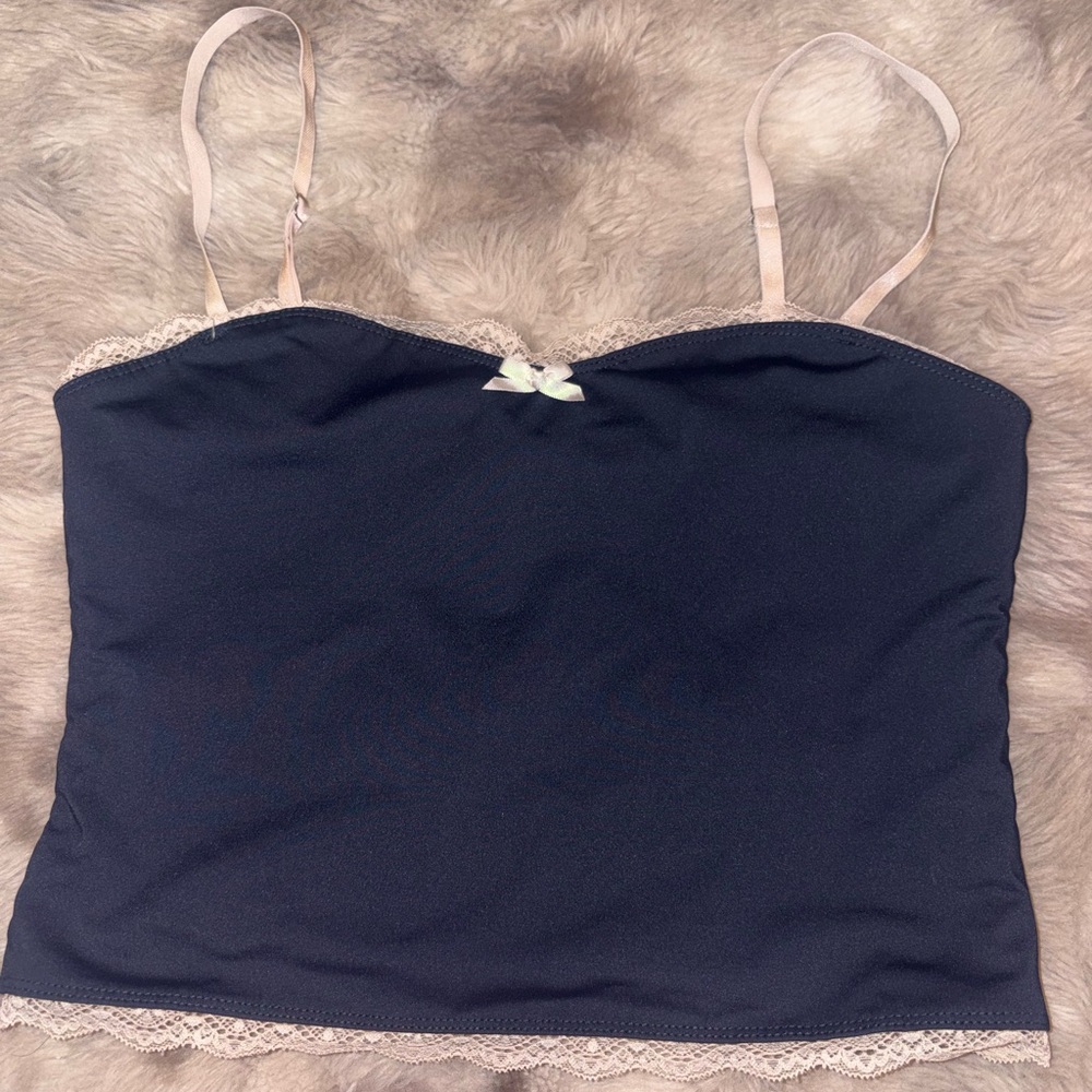 Black Lace Trim Cami Top